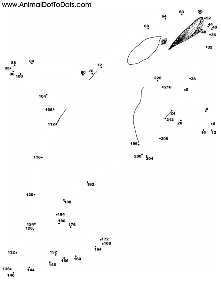 Difficult Free Printable Animal Dot-to-dot Worksheets