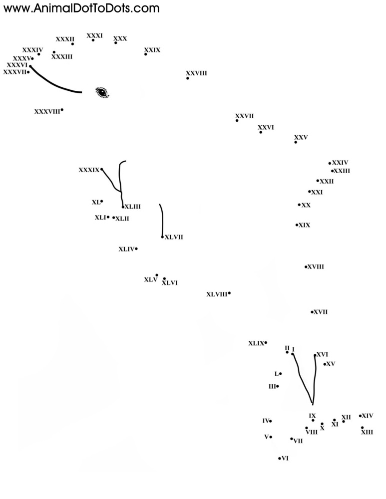 Difficult Free Printable Animal Dot-to-dot Worksheets