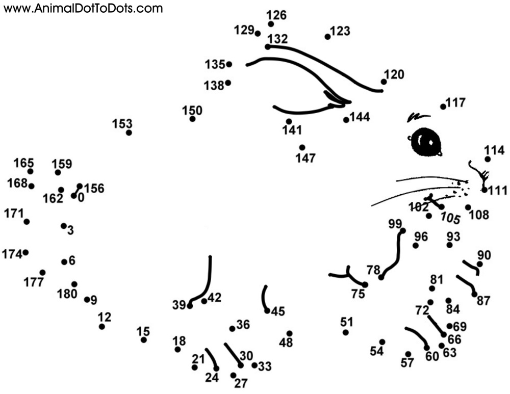 Difficult Free Printable Animal Dot-to-dot Worksheets