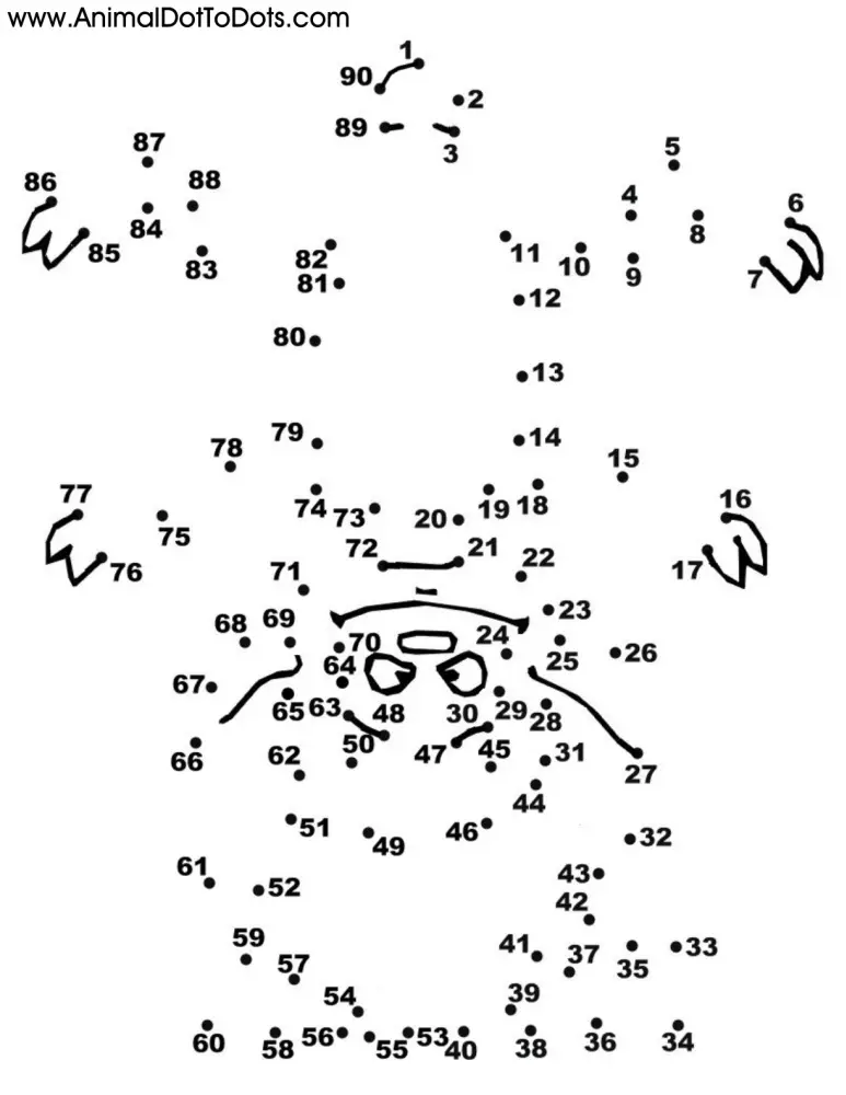 Free Printable Animal Dot-to-dot Worksheets (Count by Ones)