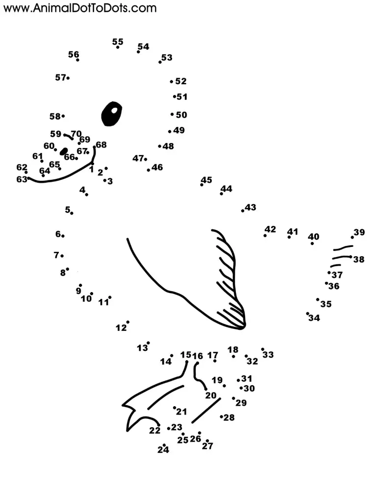 Free Printable Animal Dot-to-dot Worksheets (Count by Ones)