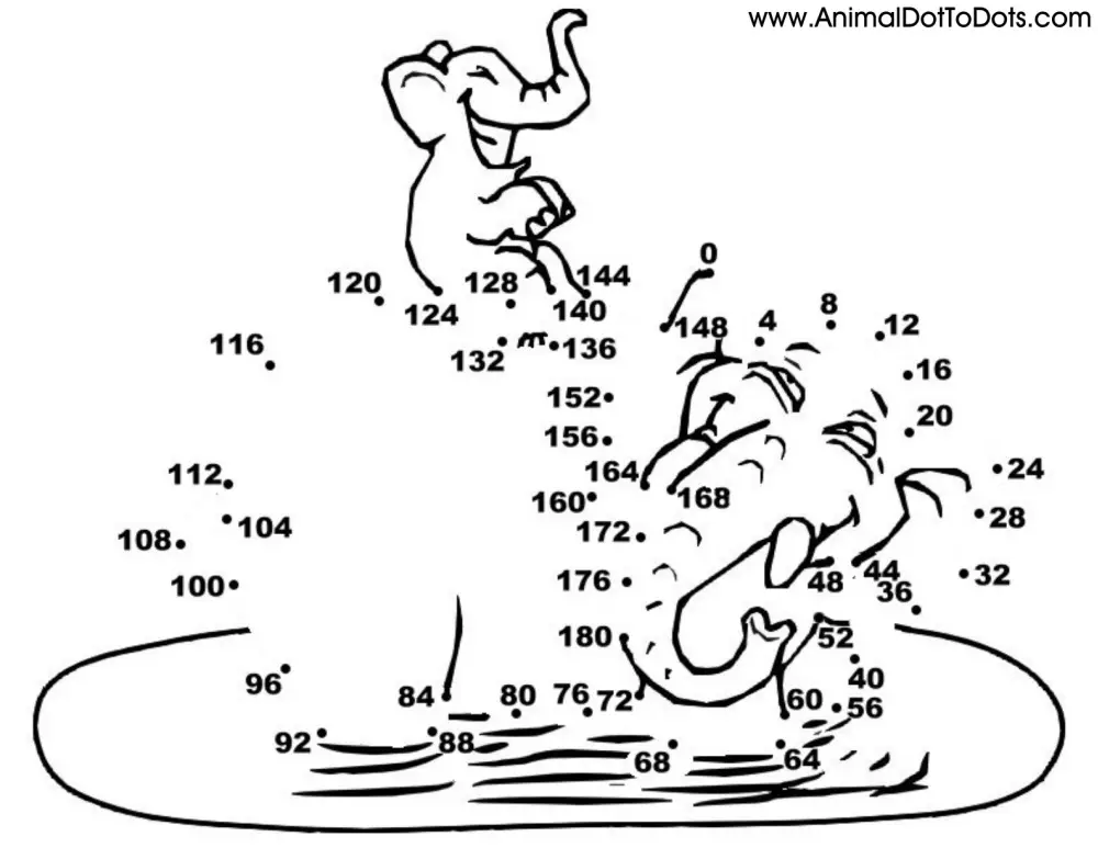 Free Printable Animal Dot-to-dot Elephants