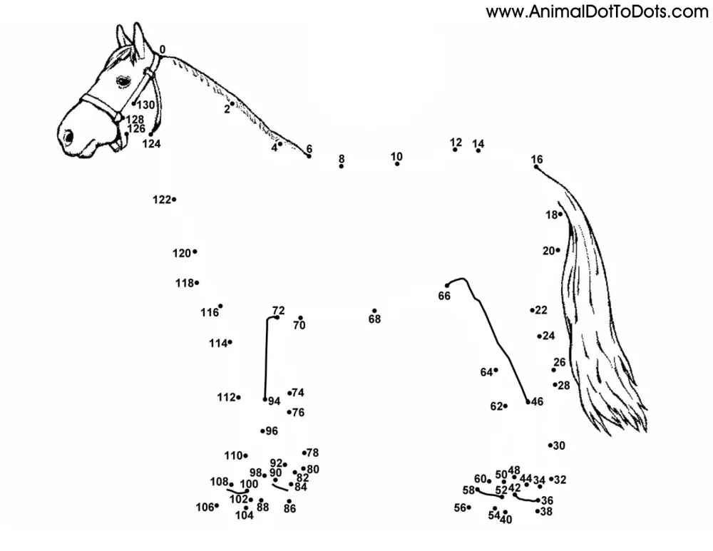 Free Printable Animal Dot-to-Dot Horse